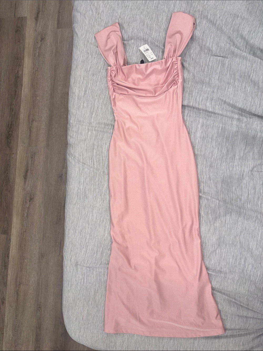 Windsor Blush Pink Midi Bodycon Dress with Square Neck